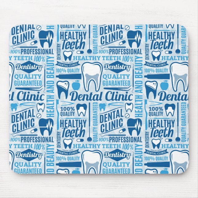 Mousepad Teste padrão dental azul da clínica (Frente)