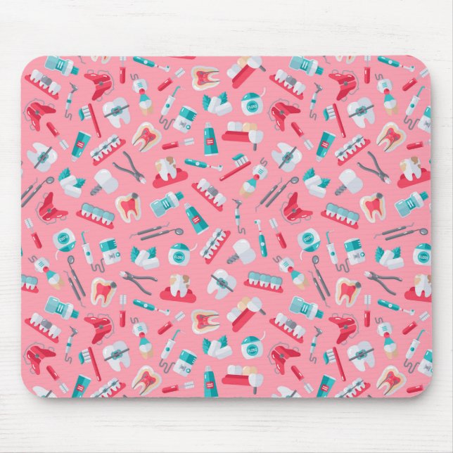 Mousepad Teste padrão dental cor-de-rosa (Frente)