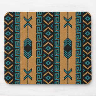 Mousepad Teste padrão do asteca de turquesa do sudoeste