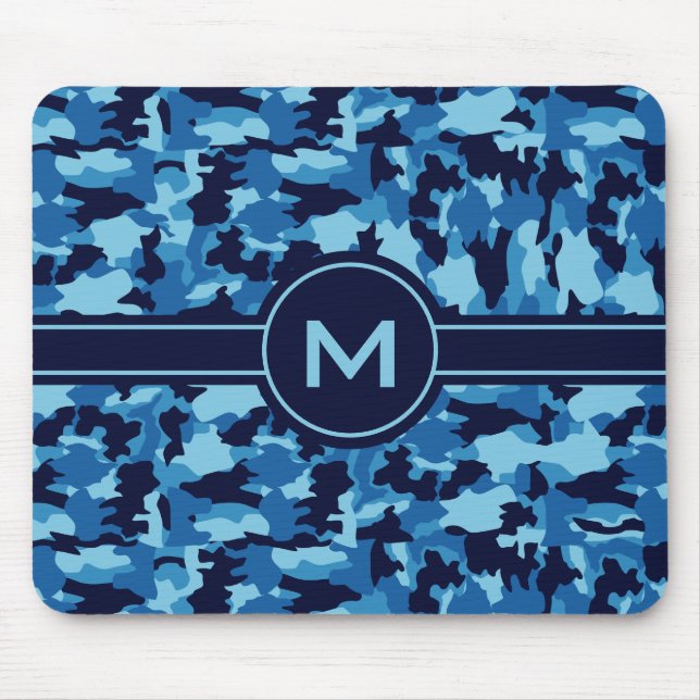 Mousepad Teste padrão do azul da camuflagem do exército (Frente)
