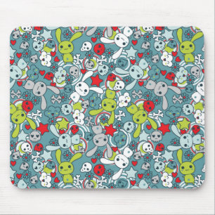 Mousepad teste padrão do azul do kawaii