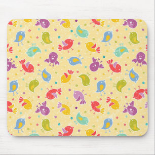 Mousepad Teste padrão do bebê com pássaros bonitos