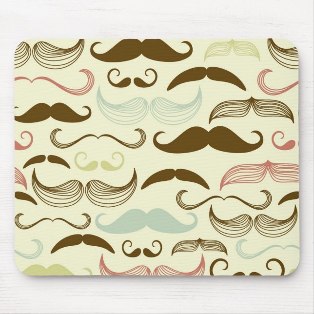 Mousepad Teste padrão do bigode, estilo retro 4 (Frente)