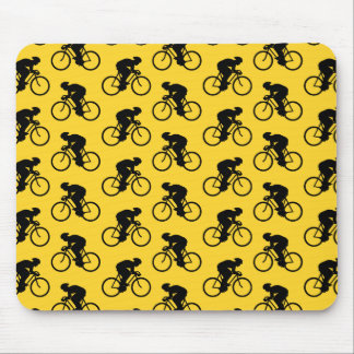 Mousepad Teste padrão do cavaleiro da bicicleta. Amarelo e
