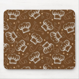 Mousepad Teste padrão do cozinhar com chapéu do cozinheiro
