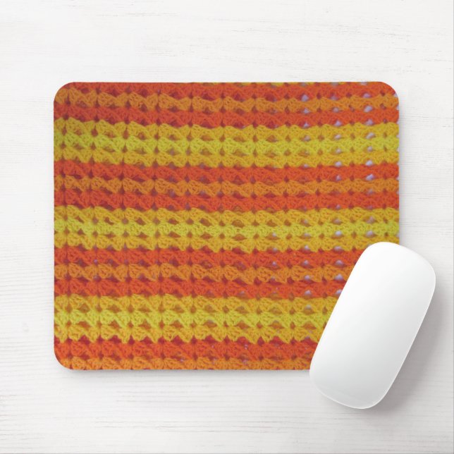 Mousepad Teste padrão do Crochet - escudos alaranjados (Com mouse)