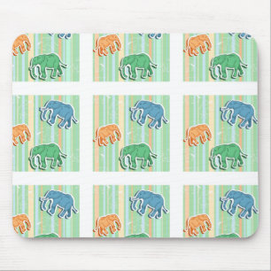 Mousepad Teste padrão do elefante em listras verdes
