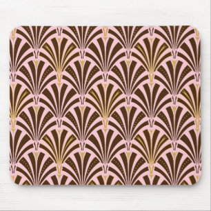 Mousepad Teste padrão do fã do art deco - chocolate no ro