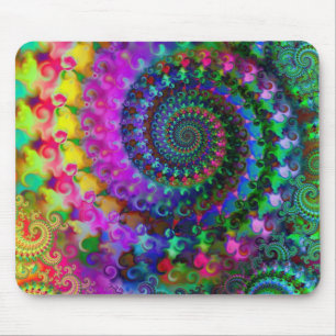 Mousepad Teste padrão do Fractal do arco-íris do hippy