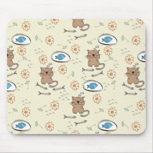 Mousepad teste padrão do gato e dos peixes