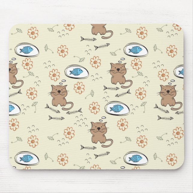 Mousepad teste padrão do gato e dos peixes (Frente)