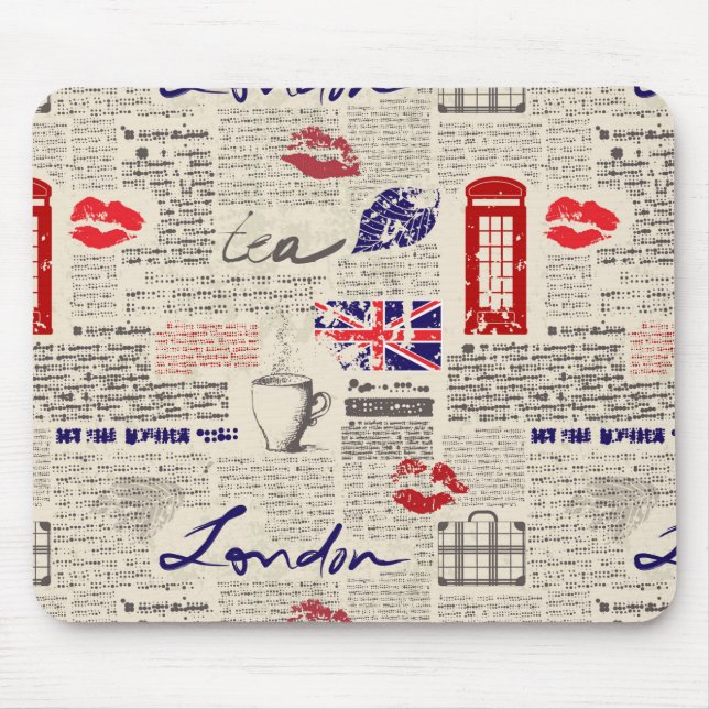 Mousepad Teste padrão do jornal de Londres (Frente)