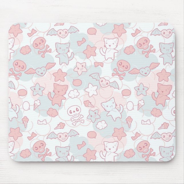 Mousepad teste padrão do kawaii com doodle (Frente)