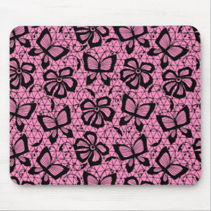 Mousepad teste padrão do laço com borboletas