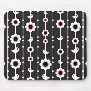 Mousepad teste padrão do pássaro e de flores