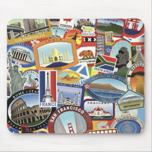 Mousepad Teste padrão do viagem do mundo