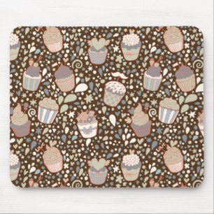 Mousepad Teste padrão doce feito de cupcakes saborosos