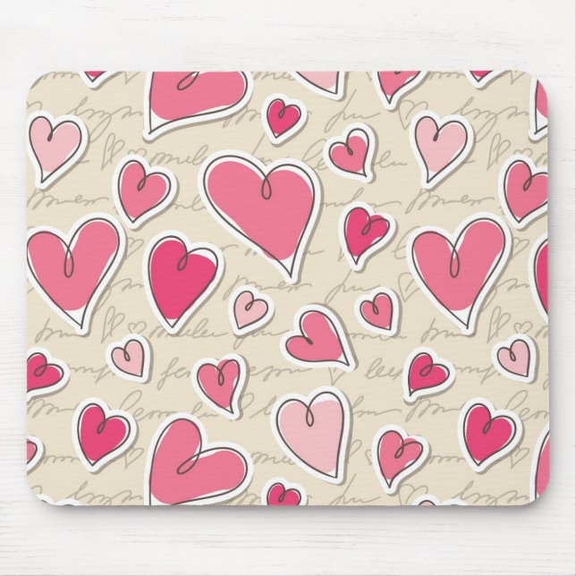 Mousepad Teste padrão dos corações (Frente)