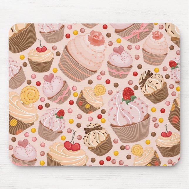 Mousepad Teste padrão dos cupcakes comemorativos (Frente)
