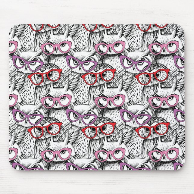 Mousepad Teste padrão dos Eyeglasses da coruja (Frente)