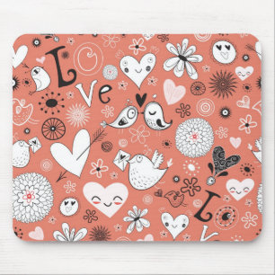 Mousepad Teste padrão dos pássaros do amor