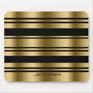 Mousepad Teste padrão Dourado e preto das listras