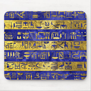 Mousepad Teste padrão egípcio dourado dos hieroglyphs