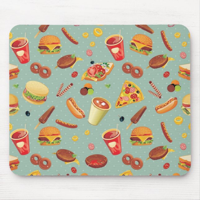 Mousepad Teste padrão elegante do fast food (Frente)