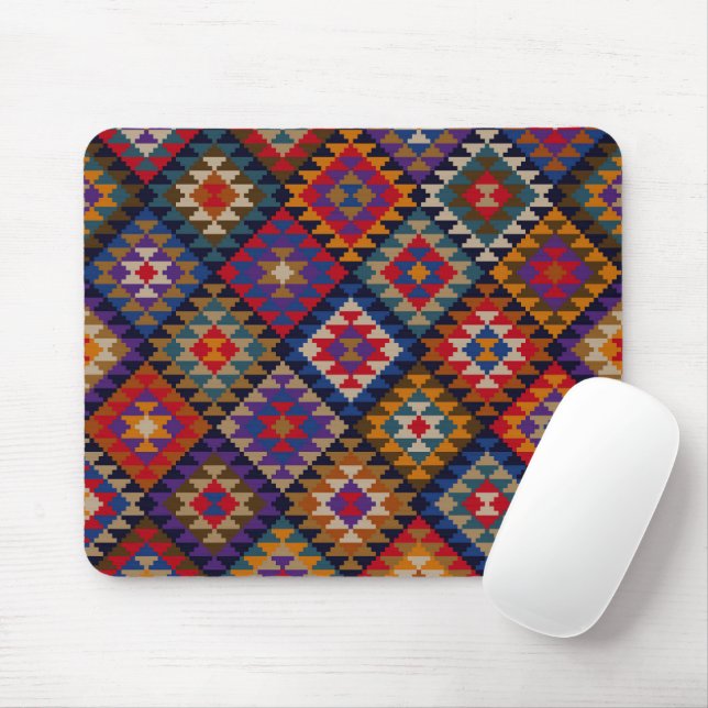 Mousepad Teste padrão feito malha geométrico da edredão (Com mouse)