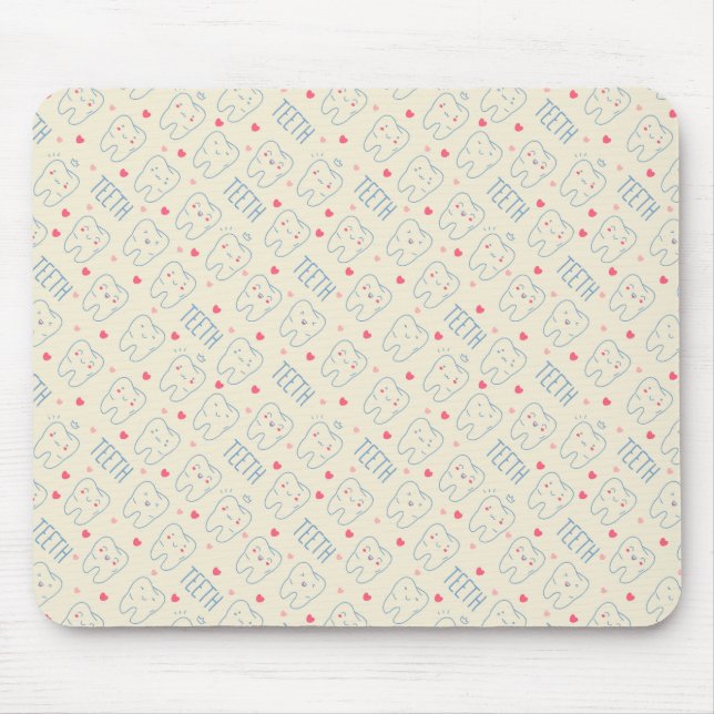 Mousepad Teste padrão feliz Pastel dos dentes (Frente)