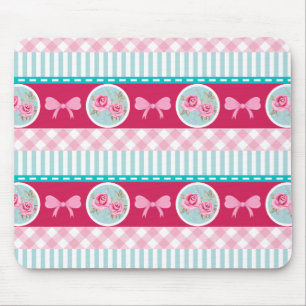 Mousepad Teste padrão feminino cor-de-rosa & azul da luz