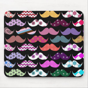 Mousepad Teste padrão feminino engraçado retro do Moustache