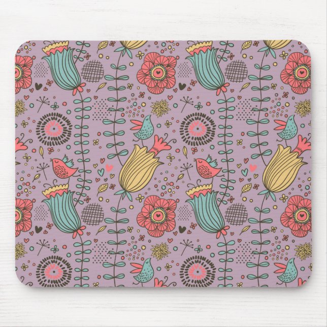 Mousepad Teste padrão floral à moda com flores (Frente)