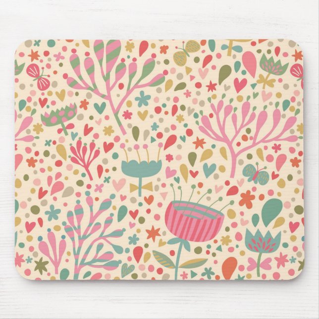 Mousepad Teste padrão floral brilhante (Frente)