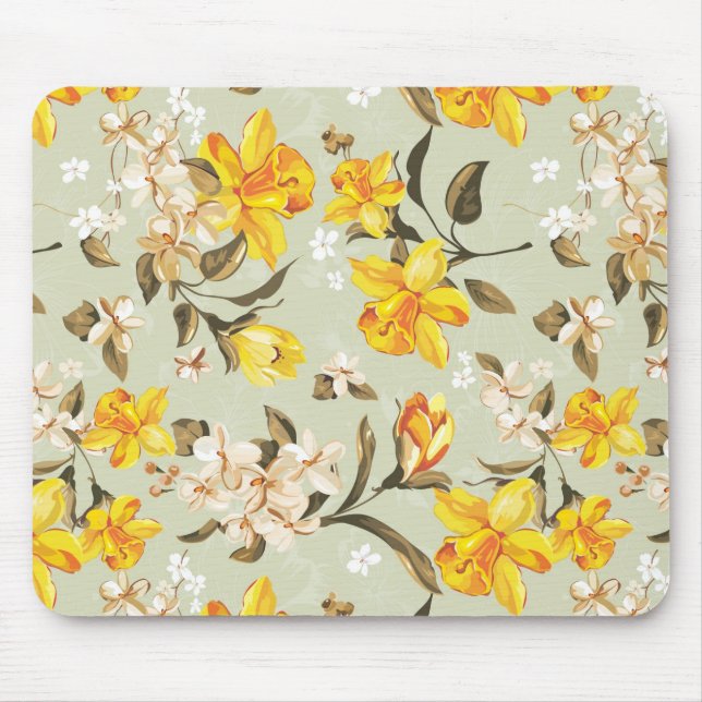 Mousepad Teste padrão floral brilhante bonito à moda (Frente)