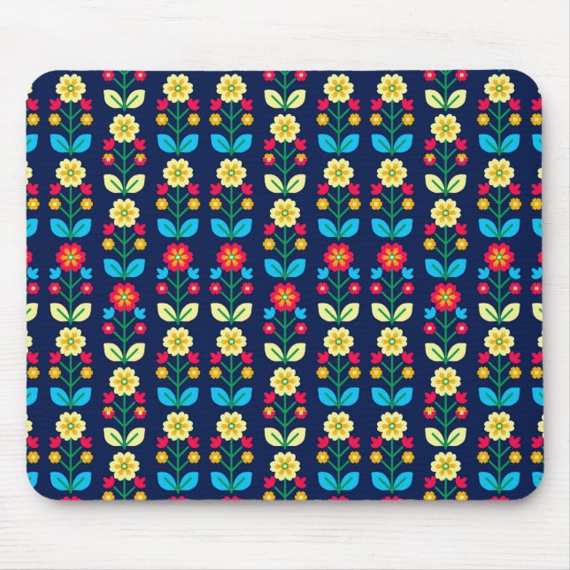 Mousepad Teste padrão floral colorido (Frente)