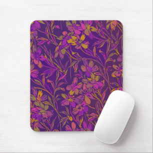 Mousepad Teste padrão floral corajoso botânico no roxo