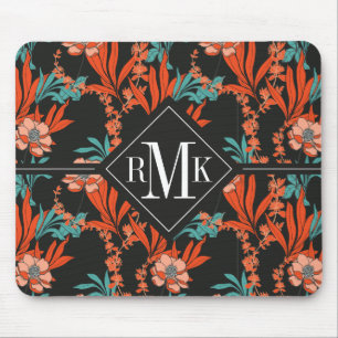 Mousepad Teste padrão floral do abstrato da laranja do