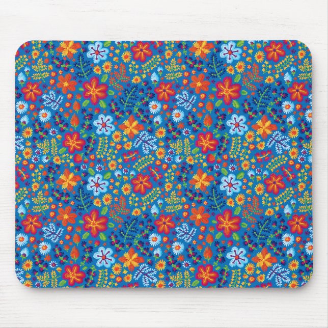 Mousepad Teste padrão floral do bordado (Frente)