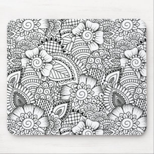 Mousepad Teste padrão floral do Doodle