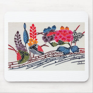 Mousepad Teste padrão floral do QUIMONO japonês do vintag