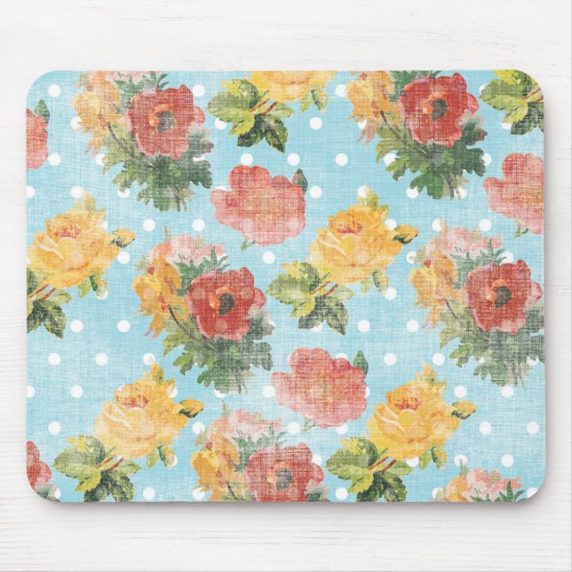 Mousepad Teste padrão floral do vintage (Frente)