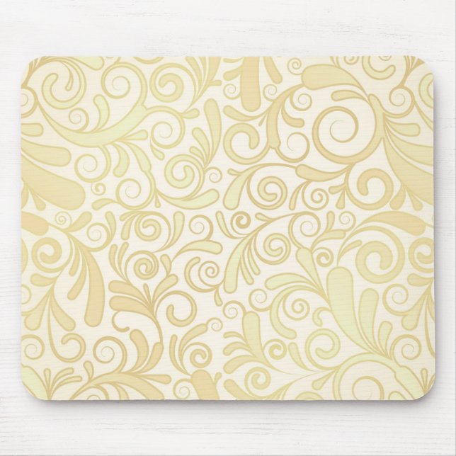 Mousepad Teste padrão floral Dourado das folhas (Frente)