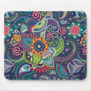 Mousepad Teste padrão floral multicolorido de néon de
