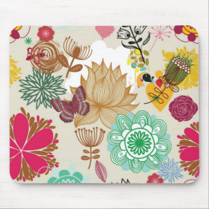 Mousepad Teste padrão floral no estilo retro