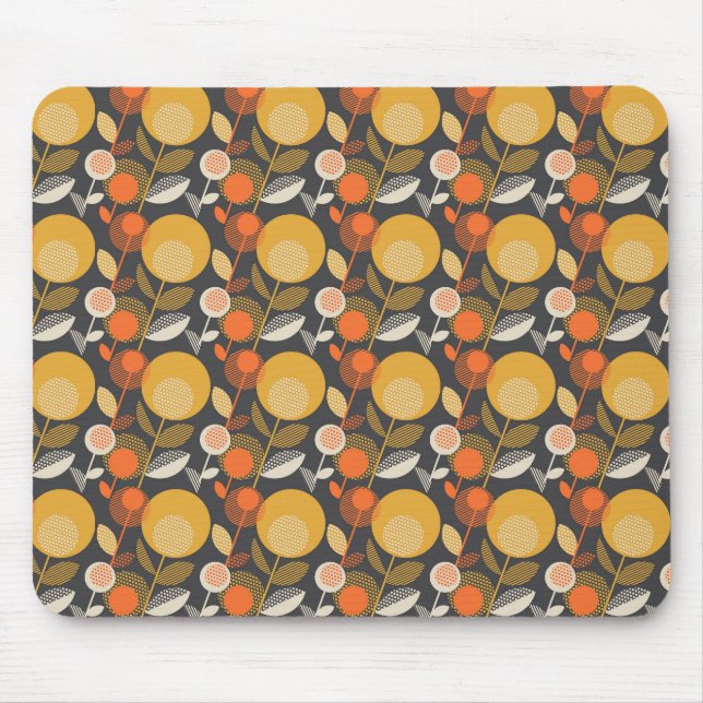 Mousepad Teste padrão floral retro clássico (Frente)