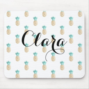 Mousepad teste padrão fresco tropical do abacaxi do ouro d
