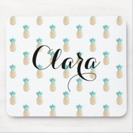 Mousepad teste padrão fresco tropical do abacaxi do ouro do