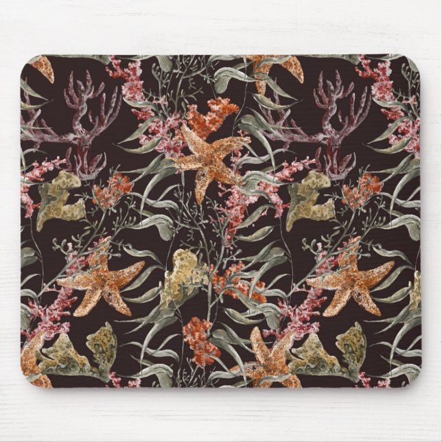 Mousepad Teste padrão gasto da vida marinha (Frente)