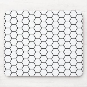 Mousepad Teste padrão geométrico do hexágono preto e branco